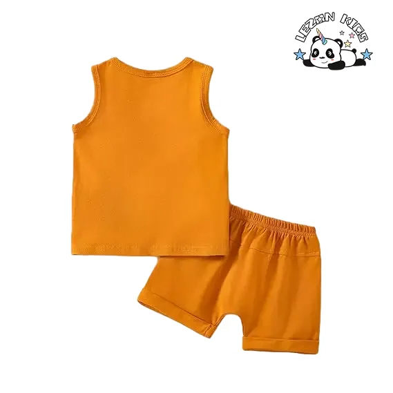 LEZONKIDS - 2024 Hot Sale Color Block Sleeveless Tops and Casual Shorts Summer Boys Clothing Set